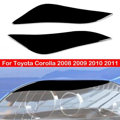Für Toyota Corolla 2008 2009 2010 2011 Auto Scheinwerferblende Lampen Augenbrauen Augenlider Abdeckung Aufkleber Glänzend Schwarz Dekorationsteile