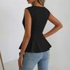 Women's Sleeveless V Neck Ruffle Hem Peplum Top Casual Business Blouse Relaxed Fit Lightweight Office Wear