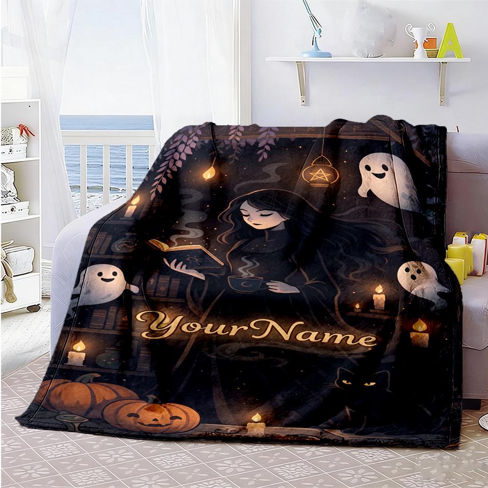 Gothic Illustrations Customize Your Name Blanket Multi-purpose Customizable Blanket Soft Warm Cozy Great for Picnics Office Chair Couch All-Season Use