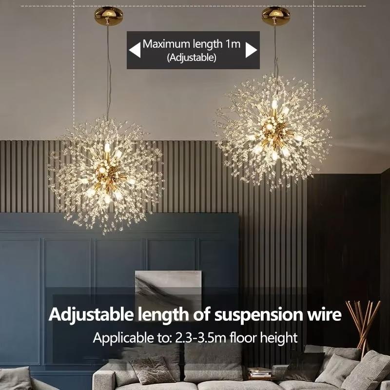Modern Dandelion LED Chandelier Lighting Pendant Lamp For Living Room Dining Room Bedroom Home Decoration Art Crystal Lamps