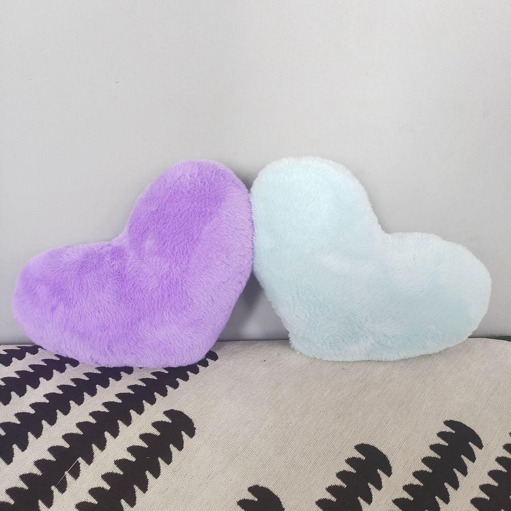 Heart-Shaped Imitation Rabbit Fur Pillow - Decorative Sofa & Bedside Cushion