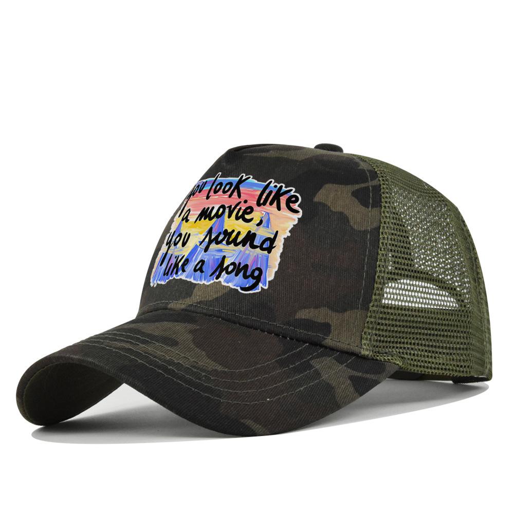 Summertime Printed Cap Letter Mesh Breathable Hat Women Men Baseball Cap Sunshade Outdoor Sports Cycling Travel Sun Hat Dad Hat