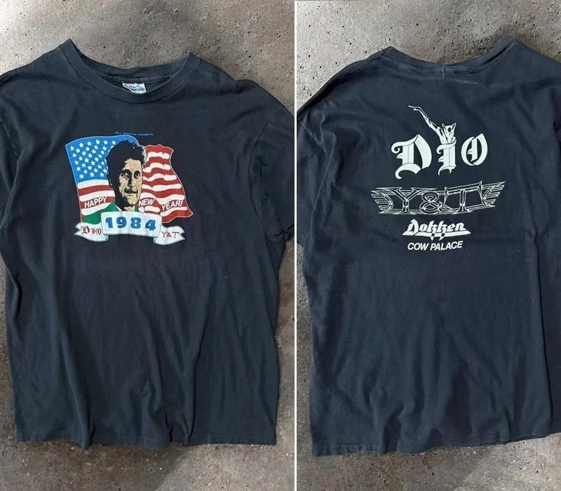 84 Dio Y&T Classic Rock Black 2 sided T shirt Heavy Cotton Classic Unisex T-Shirt L