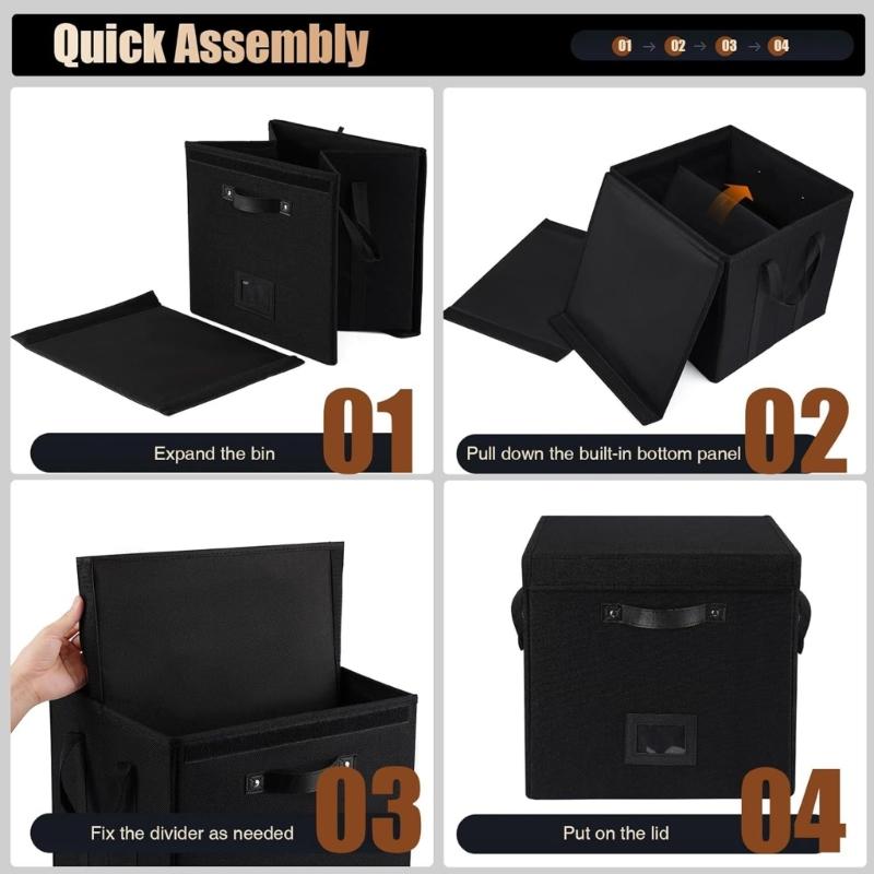 Record Album Case Organizes 120Vinyls Secure Bottom Design Easy Carry Handle Storage Box Adjustable Divider Design