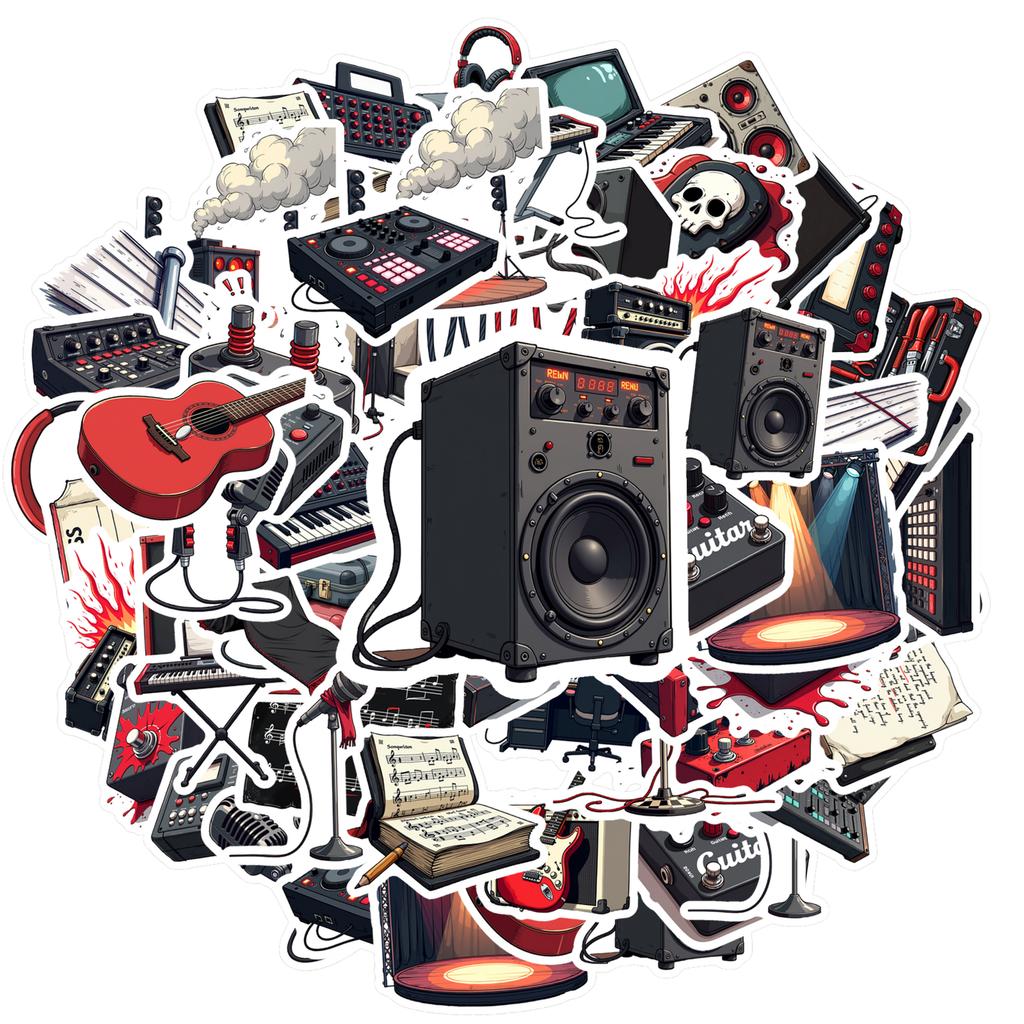 Rock Microphones Decals Cartoon Concerts Stationery Stickers Stickers For Laptop Fridge Phone