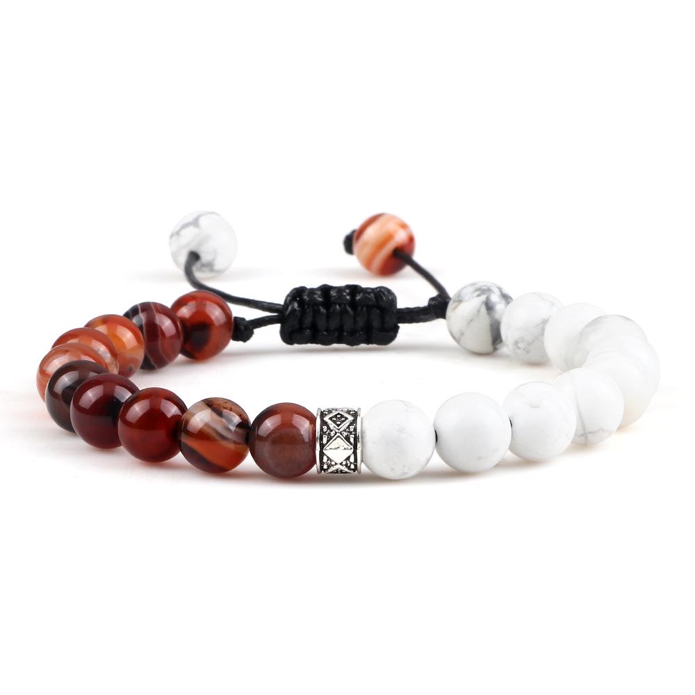 Volcanic Rock & White Turquoise Snowflake Bracelet Set