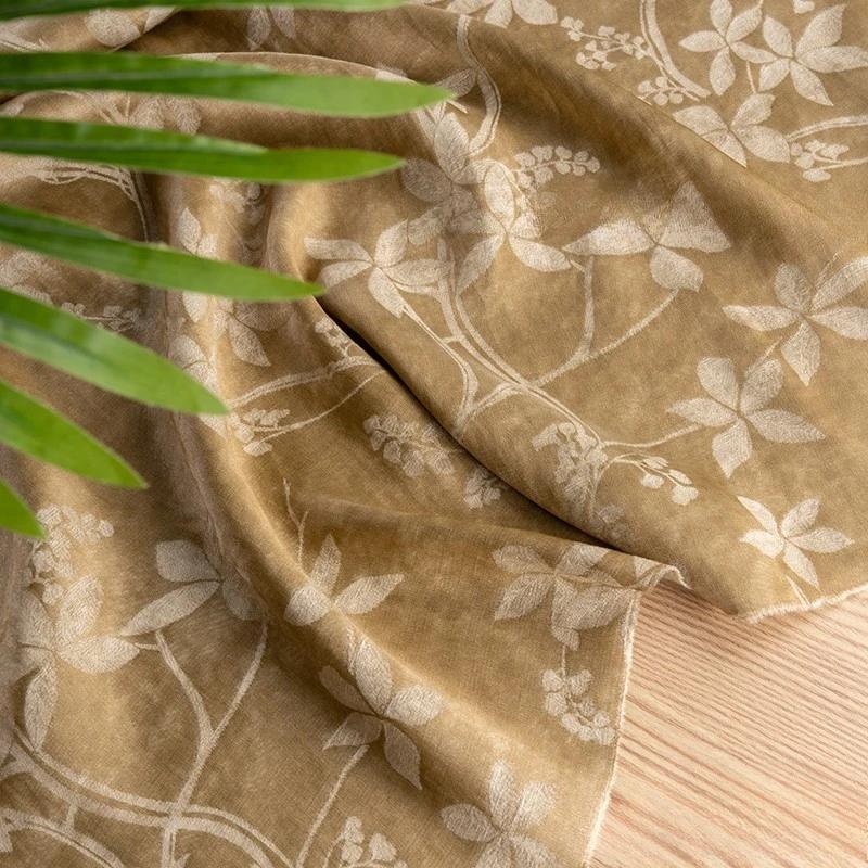 50x147cm New Chinese Floral Gauze Fabric Slip Skirt Cheongsam Shirt Soft Silky and Breathable DIY Clothing Fabric