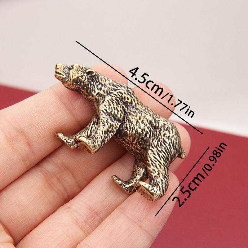 Brass Cute Small Bear Statue Office Desk Ornaments Decorations Crafts Collections Animal Figurines Miniatures Children Toy Gifts