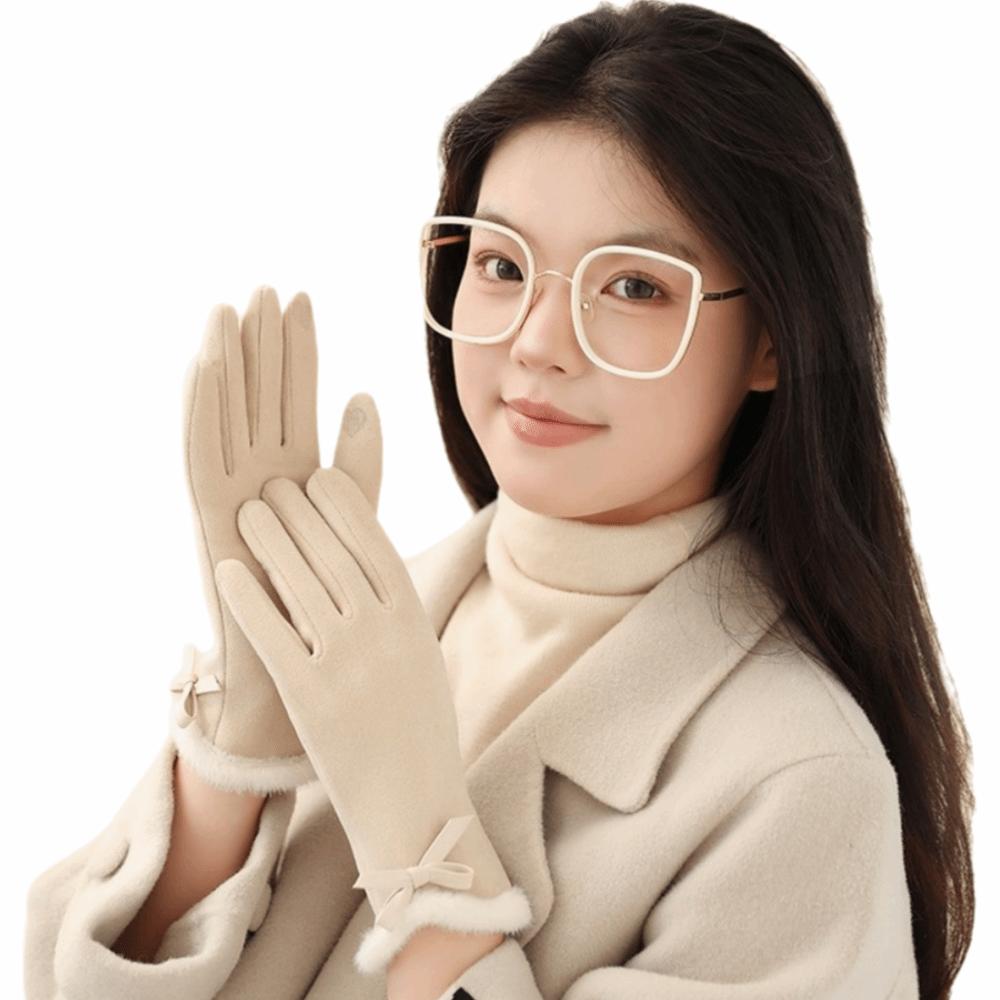 

Solid Color Winter Thermal Mittens Thermal Lined Women s Winter Thermal Gloves Winter Protection бежевый