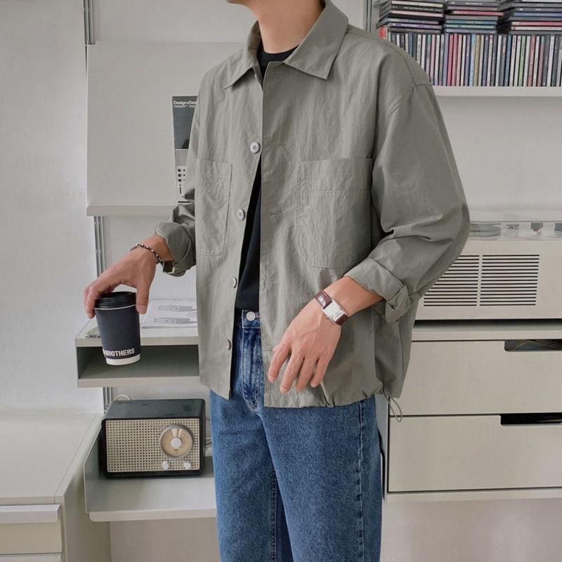 Casual Shirt Long-sleeved Jacket for Men Autumn New Korean Style Loose Lapel Jacket