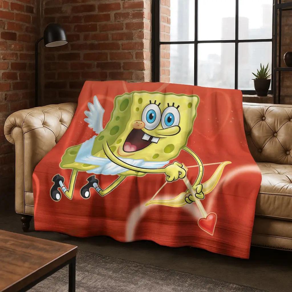 Cartoon S-SpongeBob SquarePants Patrick Star Flannel Blanket Soft Throw Blanket for Bed Bedroom Living Room Travel Picnic Gift 75x90cm