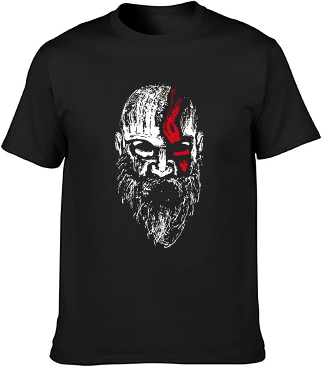 Men s Cotton Shirt Old Man Kratos Distressed God of War Gaming Crew-Neck t-Shirt Black 4XL чёрный