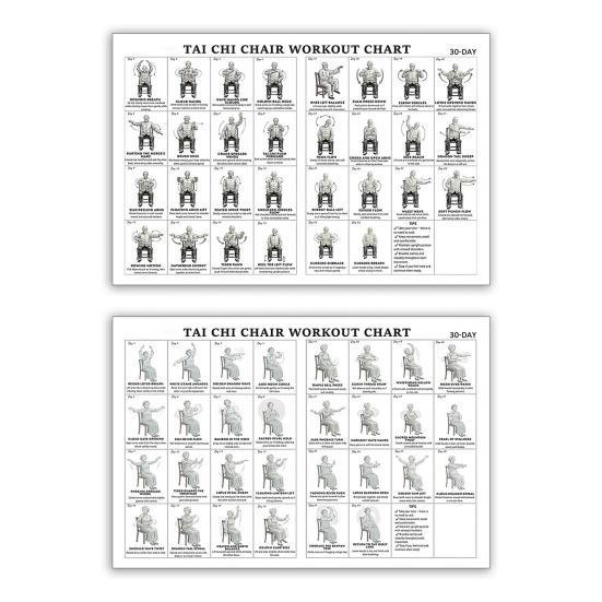 Tai Chi židle cvičení tabulka plakát bez rámu sedavé cviky pro začátečníky a seniory 12x18 palců PVC nástěnné umění pro obývací pokoj ložnici jógové studio