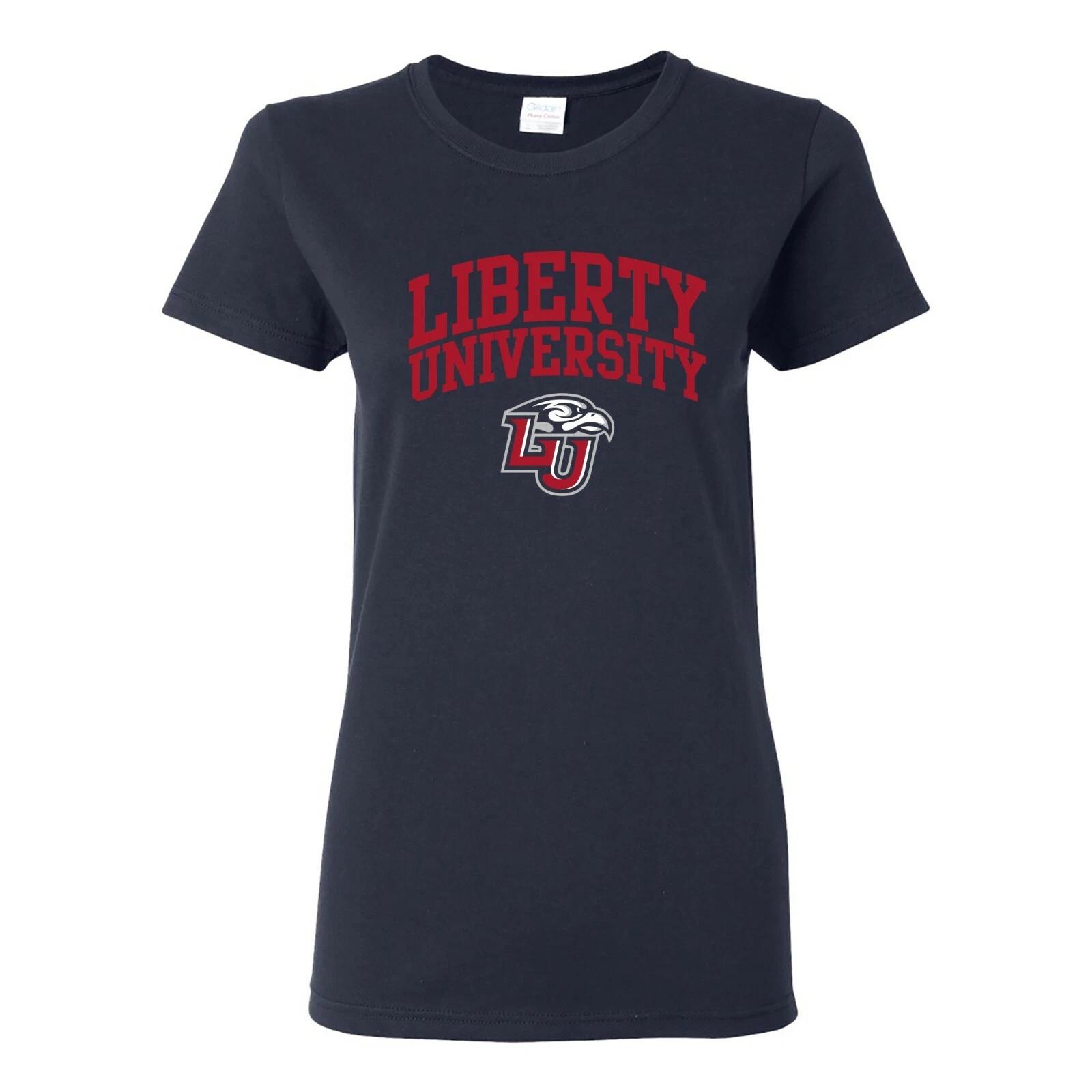 Liberty University Flames Arch Logo Womens T-Shirt - Navy 2XL