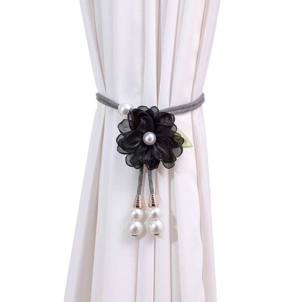 Adjustable Flowers Curtain Straps with Pearl Pendant Curtain Buckle Curtain Binding  Living Room