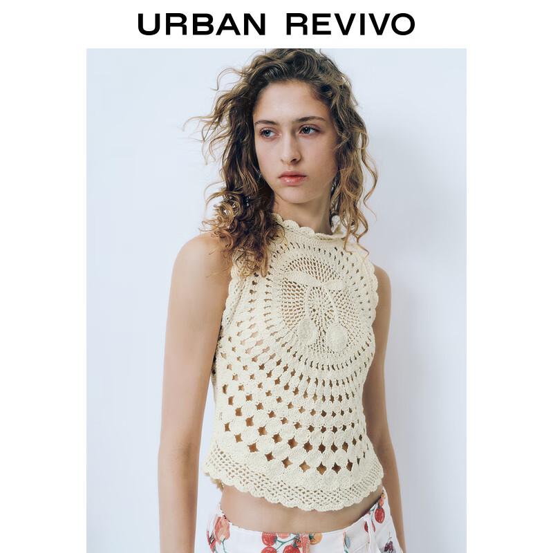 UR 2025 Summer Women's Boho Hollow Knit Tank Top