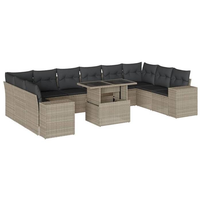VidaXL Salon de jardin 11 pcs avec coussins gris clair résine tressée 3269412