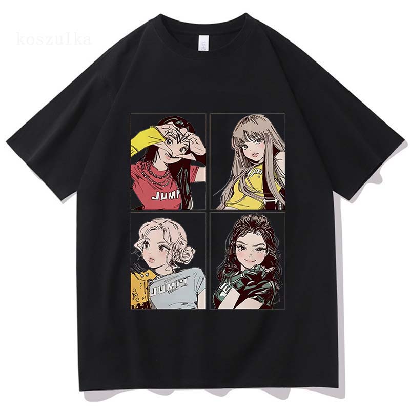 

Summer 2026 Kpop BP Jump Pink Girls Band Cute Anime Pattern HighQuality Cotton Comfortable TShirt Gift S