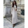 Long Sleeve Round Neck Ribbed Knit Bodycon Midi Dress High Waist Solid Color Sweater Women