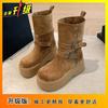 Super fire thick-soled comfortable Martin boots women's 2025 autumn new popular fashion and thin retro women's medium boots