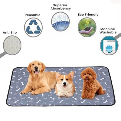 Tapete Lavável para Xixi de Animais de Estimação para Cães Reutilizável Antiderrapante Tapete de Treino para Cachorros Super Absorvente À Prova de Vazamentos Tapete para Animais de Estimação para Chão Cercado para Cachorros Gaiola Caixa de Parto