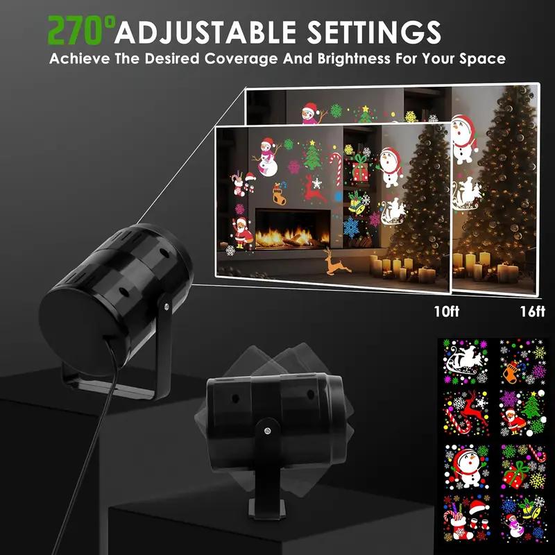 1/2/4PCS USB Powered Christmas Projection Lights 16 Pattern with 270° Rotating LED Stage Light for Festive Party Christmas Decor