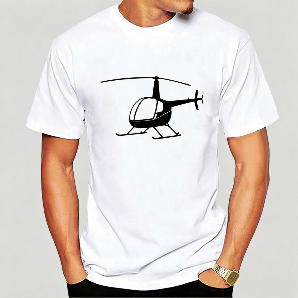 Creative Minimalist Helicopter Print Versatile T-Shirt Fashionable Comfortable Breathable Soft Casual Sports Short Sleeve Cotton T-shirt