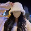 Furry Winter Fisherman Hat Knitted Anti-cold Bucket Hat Temperament Plush Bucket Cap  Outdoor