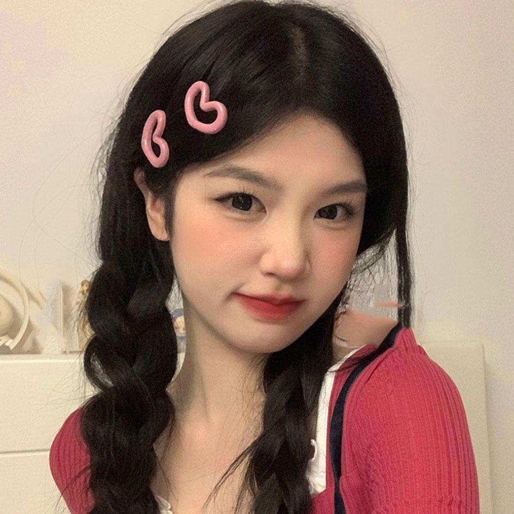 Bangs Clip For Girl Love Heart Hair Clip Y2K Hair Barrettes Hair Accessories Korean Style Hairpin