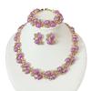 Collar, pendientes y pulsera de moda de color caramelo transfronterizos europeos y americanos, conjunto de joyería de boda con diamantes brillantes exquisitos, joyería de estilo de corte