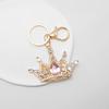 Keychain Pendant Sparkling Rhinestones Inlaid Crown Design Key Holder with Lobster Clasp Lightweight Car Bag Decoration