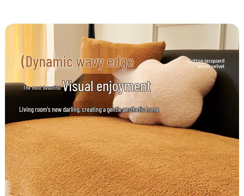 Lammwolle Anti-Rutsch Sofabezug: Dicke, einteilige Polsterung für Herbst & Winter