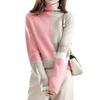 High-necked Contrasting Pullover Sweater with New Autumn and Winter Temperament Commuting Soft Waxy Bottoming Knitted Sweater for Women