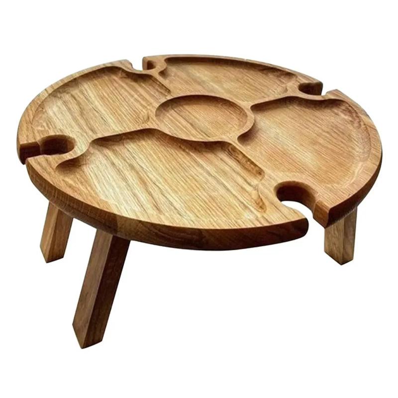 

High Quality Wooden Folding Picnic Table Portable Chair Casual Snack Tray Wine Rack Kitchen Storage Container small