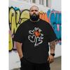 European Size Plus Size Men's Round Neck T-Shirt, Valentine's Day Print, Loose Casual Bottoming Shirt, Summer Breathable Comfortable Short Sleeve Top