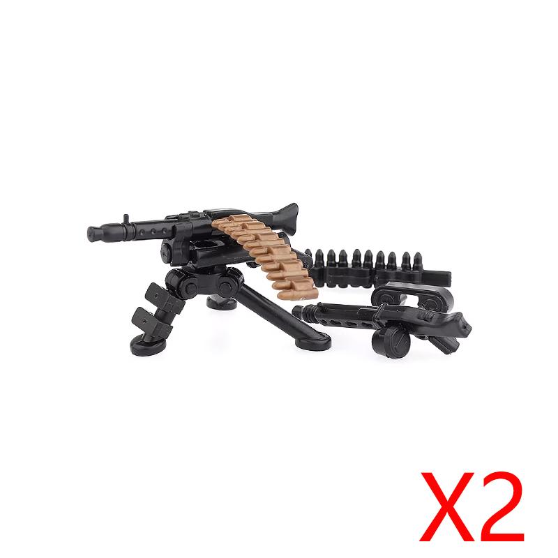 Army WWII Soldier Figure Armaments Brick Playset Gatling M2 Heavy Machine Aviation Gun NSV Bullet Chain Mortar ZB53 Toys Playsetss T12