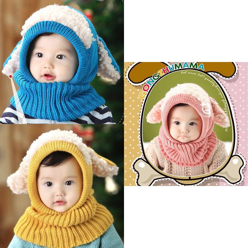 Toddler Knit Cap With Cute Dog Pattern For Kids Winter Warmth And Wind Resistance