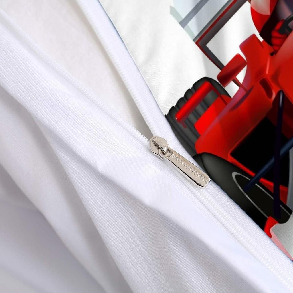 F1 Race car 3D Printed with Zipper Closure,Soft Bedding Set Microfiber 2 Pieces 1 Quilt Cover with 2 Pillowcases Kids Teens