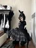 XHSUKADO Gothic Lolita Mini and Gothic Includes Top and Cosplay Faux Christmas Long Size 2-Piece Set Shirt, Skirt, Bottoms. Women's Outfit.