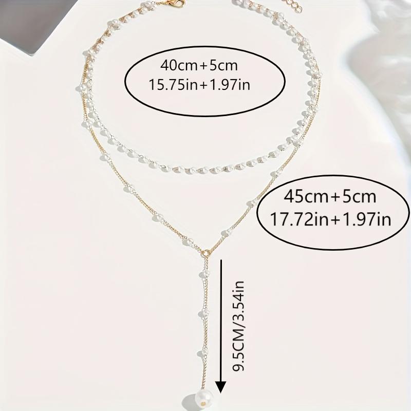 Women Elegant Layered Y-Shape Necklace with Faux Pearl Accents, Sexy Tassel Pendant, Versatile for Daily Wear & Parties