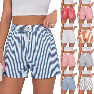 Women's Casual Comfort High-Waisted Loose Striped Shorts