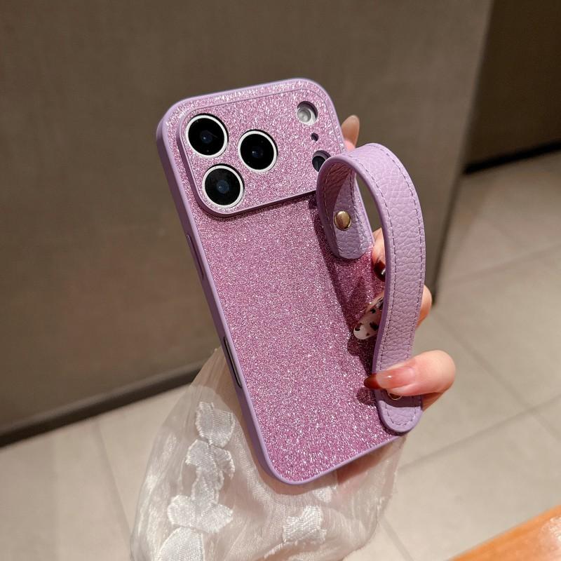 Sparkle Glitter Phone Case With Wrist Strap IPhone 16 Pro Max 17 15 13 11 Shockproof Silicone Cover