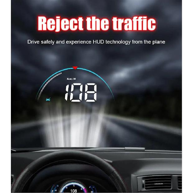 M8 Car HUD Head Up Display OBD2 Overspeed Warning Auto Electronic Water Temperature LED Digital Projector Windshield