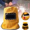 Solar-Powered, Auto-Darkening Filter Lens Welder's Leather Welding Helmet With Hood And Heat-Resistant, Breathable Lens
