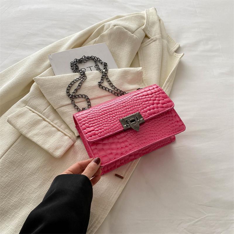 Chic Street Style Chain Bag For Women Perfect For Daily Outfits Medium Soft Pu Leather Small Square Purse