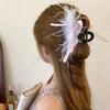 Super fairy temperament bow feather grab clip large fluffy hairpin 2025 new simple hair accessories