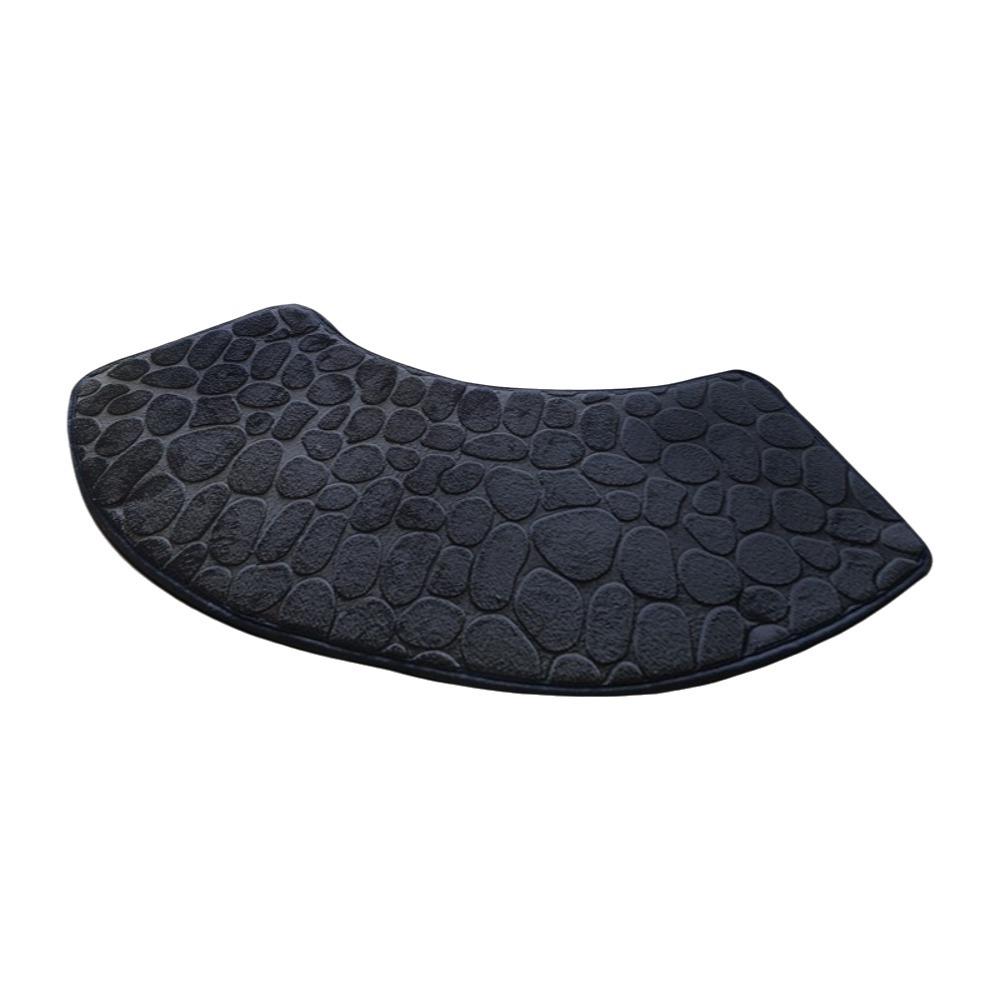 

Thickened Cobblestone Bathroom Floor Mat Non-slip Embossed Bath Mat Curved Bathroom Mat for Toilet чёрный