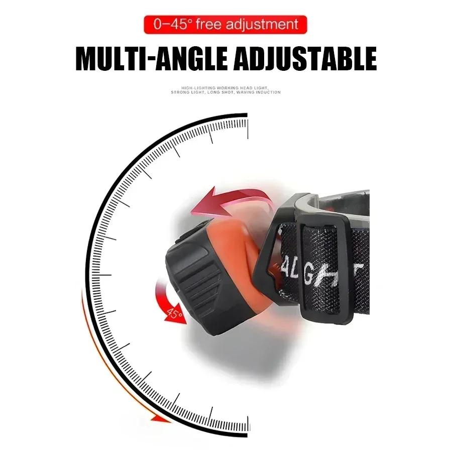 Portable Sensor LED Headlamp Light Rechargeable 6 Lighting Modes Induction Head Flashlight for Outdoor Camping Head Torch