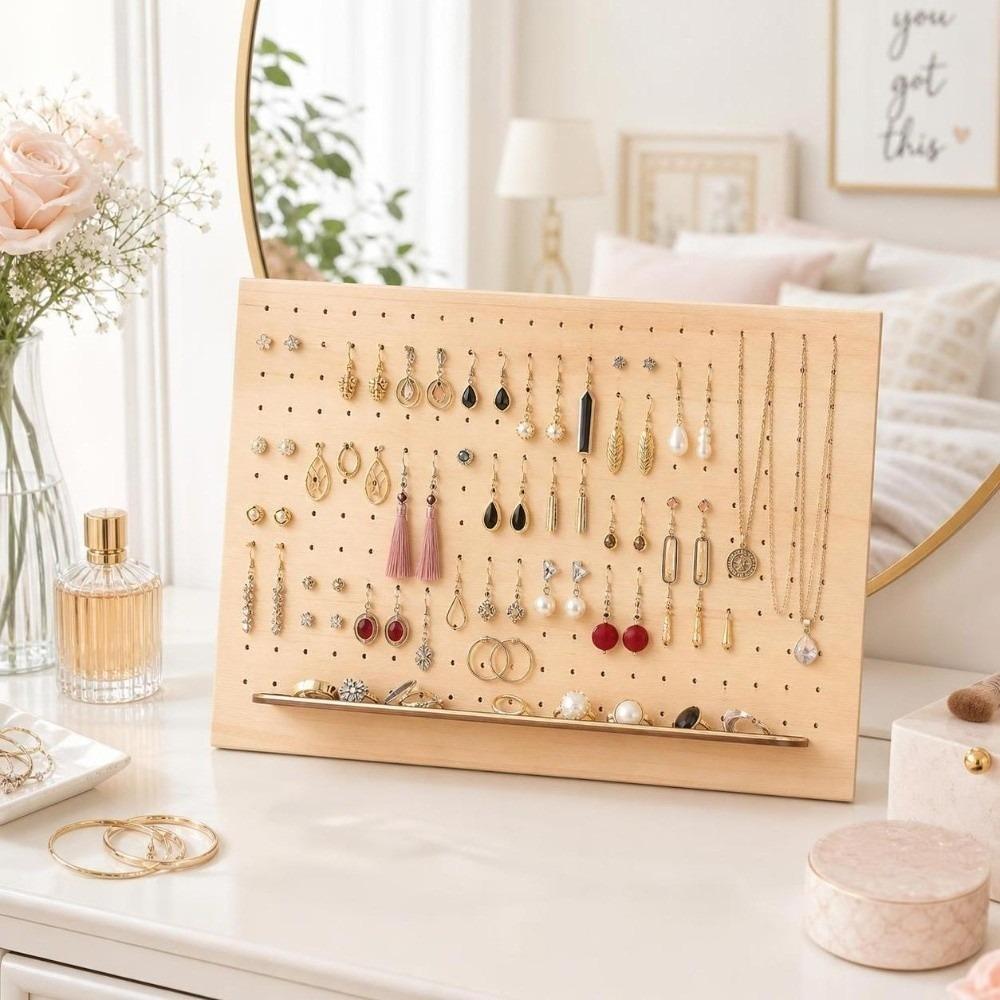 With Base Jewelry Storage Rack Porous Jewelry Display Board Earring Holder Dressing Table