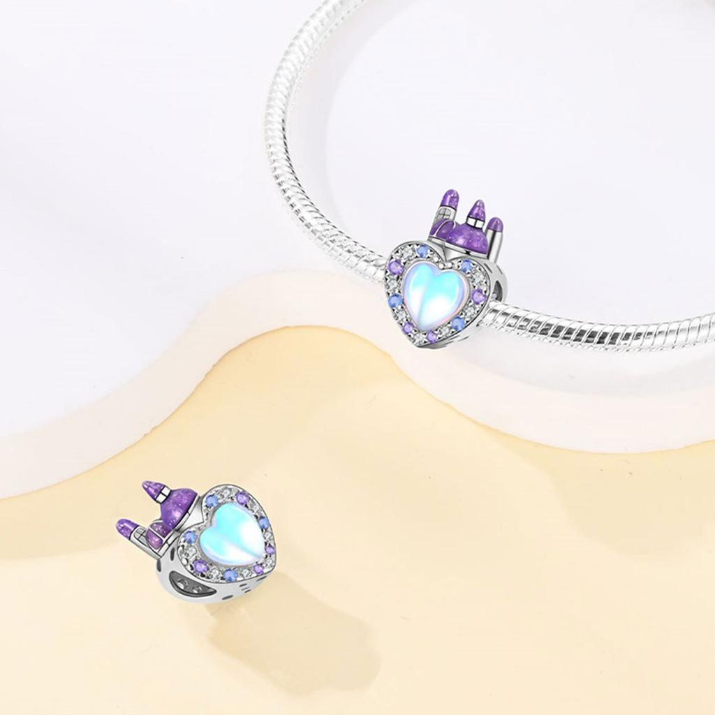 S925 silver fairy tale town series dream castle unicorn DIY jewelry pendant beads